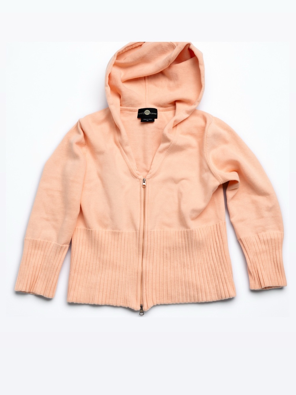 Pretty Light Pink Zip Up Hooded Sweater Size Medium